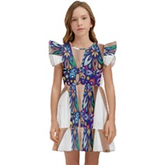 Leafs And Floral Print Kids  Winged Sleeve Dress by BellaVistaTshirt02