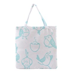 Birds Seamless Pattern Blue Grocery Tote Bag by ConteMonfrey