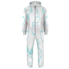 Birds Seamless Pattern Blue Hooded Jumpsuit (men) by ConteMonfrey