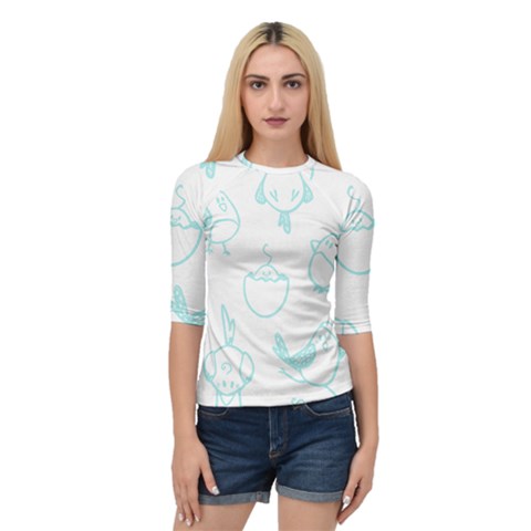 Birds Seamless Pattern Blue Quarter Sleeve Raglan Tee by ConteMonfrey