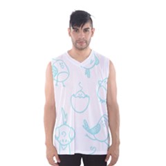 Birds Seamless Pattern Blue Men s Basketball Tank Top by ConteMonfrey