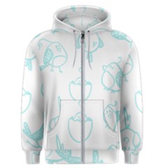 Birds Seamless Pattern Blue Men s Zipper Hoodie by ConteMonfrey