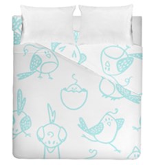 Birds Seamless Pattern Blue Duvet Cover Double Side (queen Size) by ConteMonfrey