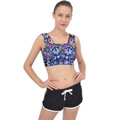 Leafs And Floral V-back Sports Bra by BellaVistaTshirt02