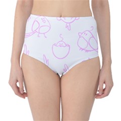 Birds Seamless Pattern Purple Classic High-waist Bikini Bottoms by ConteMonfrey