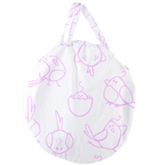 Birds Seamless Pattern Purple Giant Round Zipper Tote by ConteMonfrey