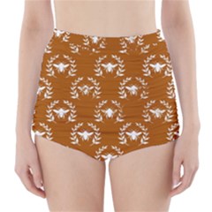 Brown Golden Bees High-waisted Bikini Bottoms by ConteMonfrey