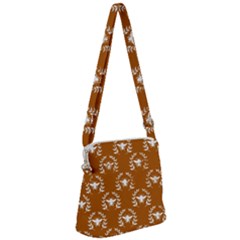 Brown Golden Bees Zipper Messenger Bag by ConteMonfrey