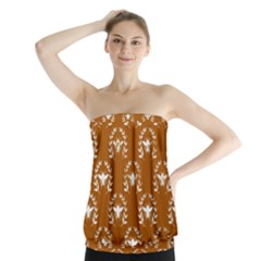 Brown Golden Bees Strapless Top