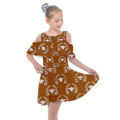 Brown Golden Bees Kids  Shoulder Cutout Chiffon Dress by ConteMonfrey