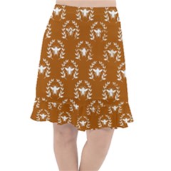 Brown Golden Bees Fishtail Chiffon Skirt by ConteMonfrey