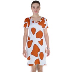 Orange Cow Dots Short Sleeve Nightdress