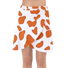 Orange Cow Dots Wrap Front Skirt by ConteMonfrey