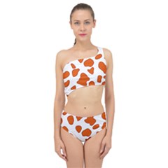 Orange Cow Dots Spliced Up Two Piece Swimsuit