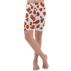 Orange Cow Dots Kids  Lightweight Velour Cropped Yoga Leggings by ConteMonfrey