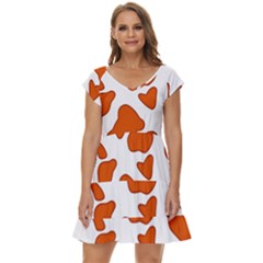 Orange Cow Dots Short Sleeve Tiered Mini Dress