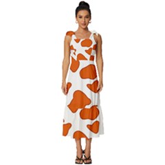 Orange Cow Dots Tie-strap Tiered Midi Chiffon Dress by ConteMonfrey