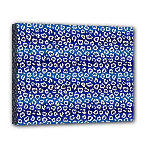 Animal Print - Blue - Leopard Jaguar Dots Small  Deluxe Canvas 20  X 16  (stretched) by ConteMonfrey