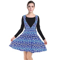 Animal Print - Blue - Leopard Jaguar Dots Small  Plunge Pinafore Dress by ConteMonfrey