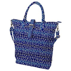 Animal Print - Blue - Leopard Jaguar Dots Small  Buckle Top Tote Bag by ConteMonfrey