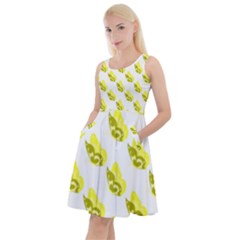 Yellow Butterflies On Their Own Way Knee Length Skater Dress With Pockets