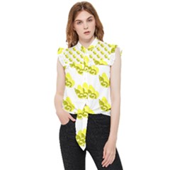 Yellow Butterflies On Their Own Way Frill Detail Shirt by ConteMonfrey