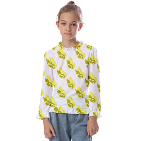 Yellow Butterflies On Their Own Way Kids  Frill Detail Tee by ConteMonfrey