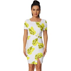 Yellow Butterflies On Their Own Way Fitted Knot Split End Bodycon Dress by ConteMonfrey