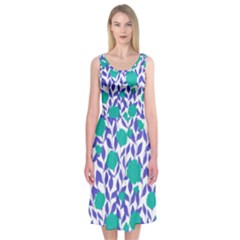 Green Flowers On The Wall Midi Sleeveless Dress by ConteMonfrey