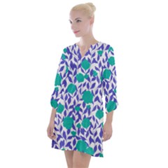 Green Flowers On The Wall Open Neck Shift Dress by ConteMonfrey