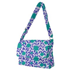 Green Flowers On The Wall Full Print Messenger Bag (m)