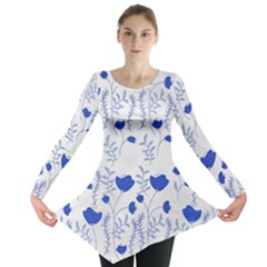 Blue Classy Tulips Long Sleeve Tunic  by ConteMonfrey