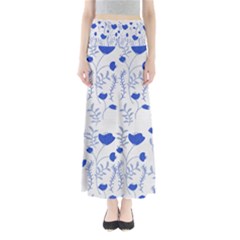 Blue Classy Tulips Full Length Maxi Skirt by ConteMonfrey