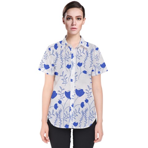 Blue Classy Tulips Women s Short Sleeve Shirt by ConteMonfrey