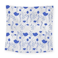 Blue Classy Tulips Square Tapestry (large) by ConteMonfrey