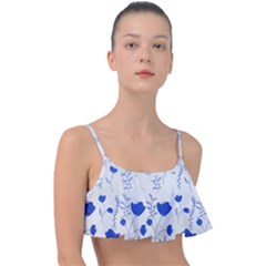 Blue Classy Tulips Frill Bikini Top by ConteMonfrey