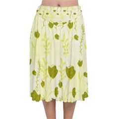 Yellow Classy Tulips  Velvet Flared Midi Skirt by ConteMonfrey