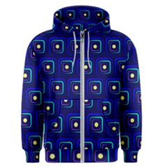 Blue Neon Squares - Modern Abstract Men s Zipper Hoodie