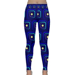 Blue Neon Squares - Modern Abstract Classic Yoga Leggings