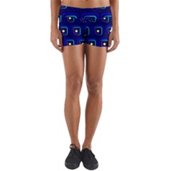 Blue Neon Squares - Modern Abstract Yoga Shorts