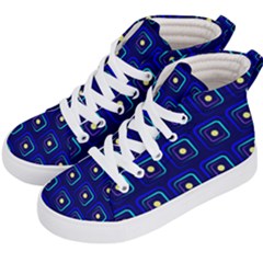 Blue Neon Squares - Modern Abstract Kids  Hi-top Skate Sneakers
