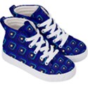 Blue Neon Squares - Modern Abstract Kids  Hi-Top Skate Sneakers View3