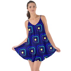 Blue Neon Squares - Modern Abstract Love The Sun Cover Up by ConteMonfrey