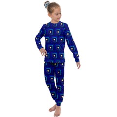 Blue Neon Squares - Modern Abstract Kids  Long Sleeve Set  by ConteMonfrey