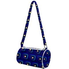 Blue Neon Squares - Modern Abstract Mini Cylinder Bag