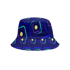 Blue Neon Squares - Modern Abstract Inside Out Bucket Hat (kids) by ConteMonfrey