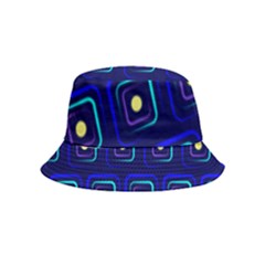 Blue Neon Squares - Modern Abstract Bucket Hat (kids)