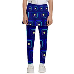 Blue Neon Squares - Modern Abstract Kids  Skirted Pants by ConteMonfrey