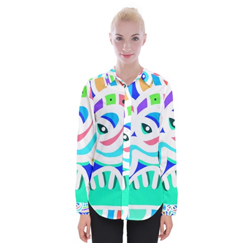 Crazy Pop Art - Doodle Animals   Womens Long Sleeve Shirt by ConteMonfrey