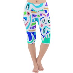 Crazy Pop Art - Doodle Animals   Lightweight Velour Cropped Yoga Leggings by ConteMonfrey